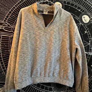 Grey Pink Half Zip Sweater - PINK